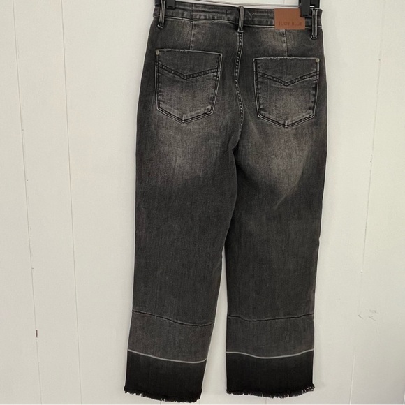 Judy Blue Knoxville High Rise Wide Leg Crop GrayBlack Jeans Released Hem JB88762 - Picture 9 of 15